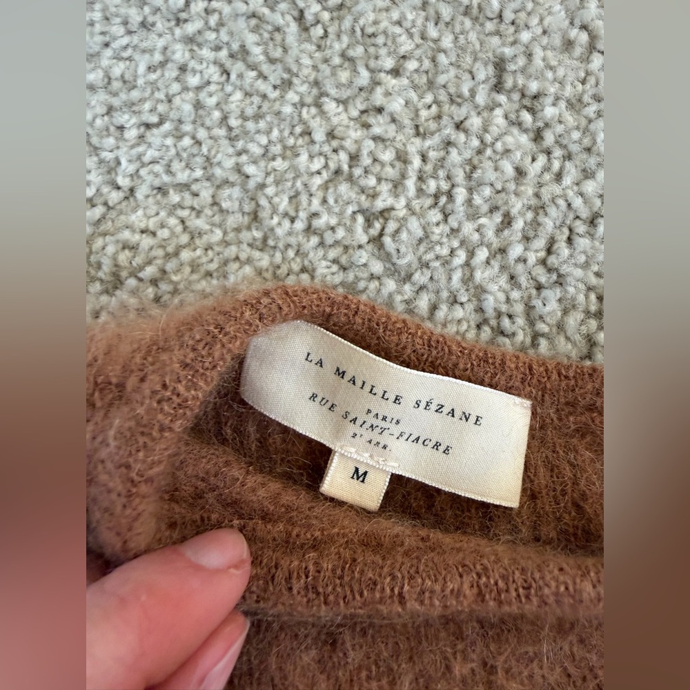 Sezane Gaspard Button Cardigan in Chestnut Brown - Picture 5 of 10